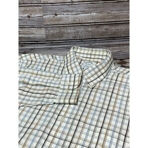 Brooks Brothers Men’s Dress Shirt White Blue Brown Stripes EUC‎ Size L